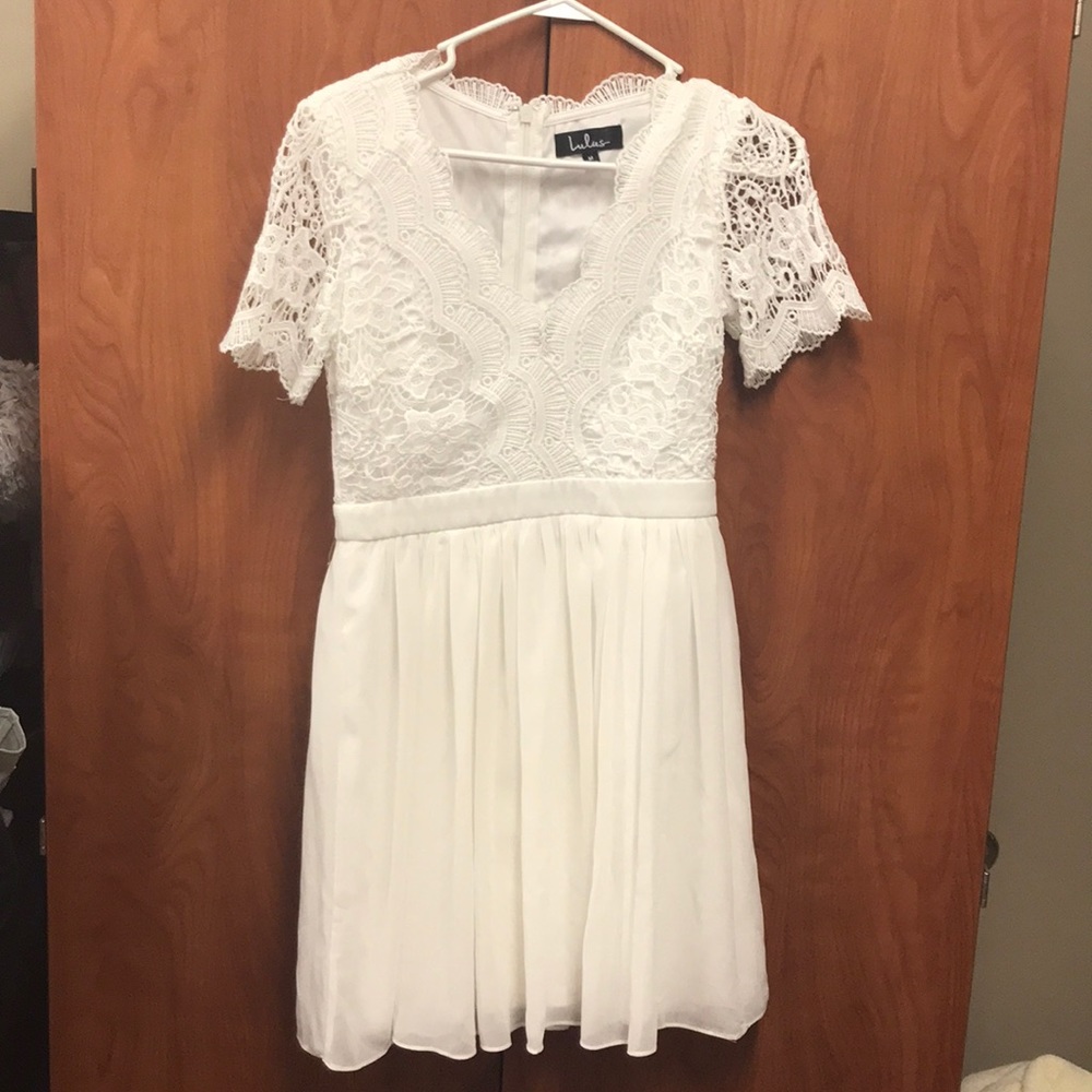 Lulu’s Angel in Disguise White Lace Skater Dress